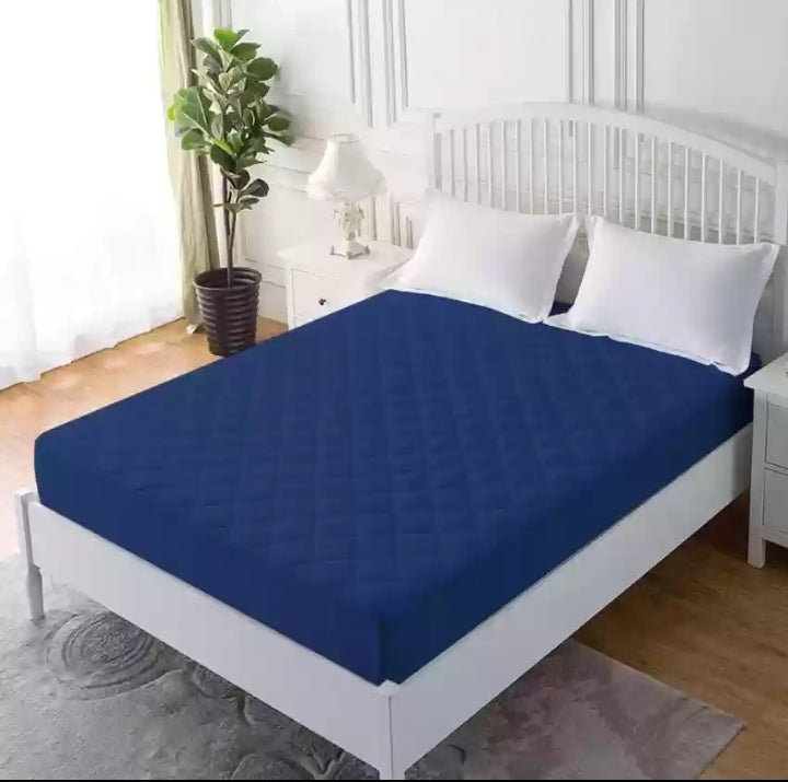 Terry Cotton Waterproof Mattress Protector – Blue