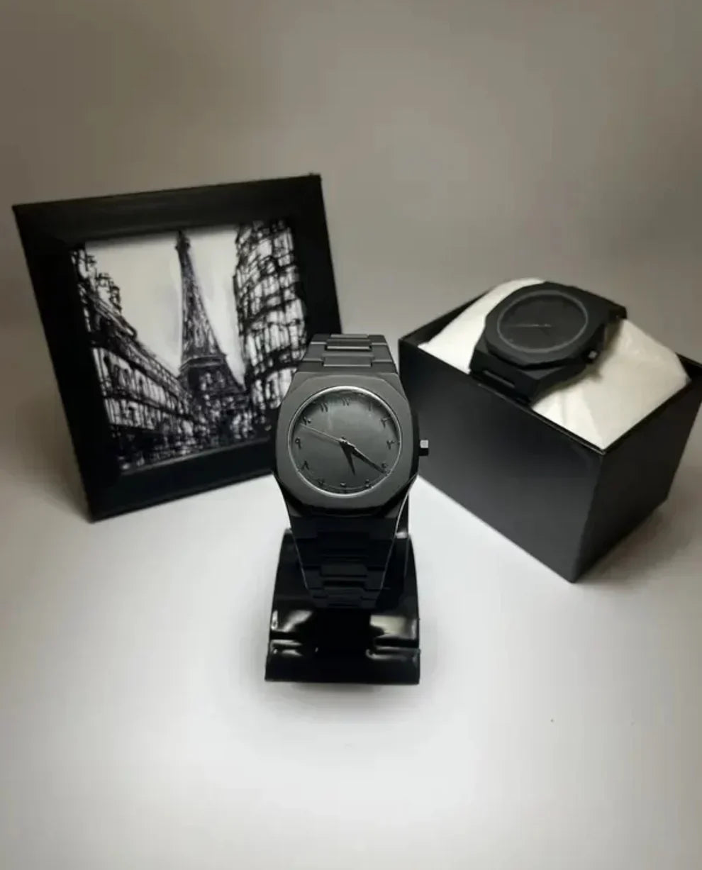 Black Aura Quartz Watch – Stylish Analog Watch For Men & Boys