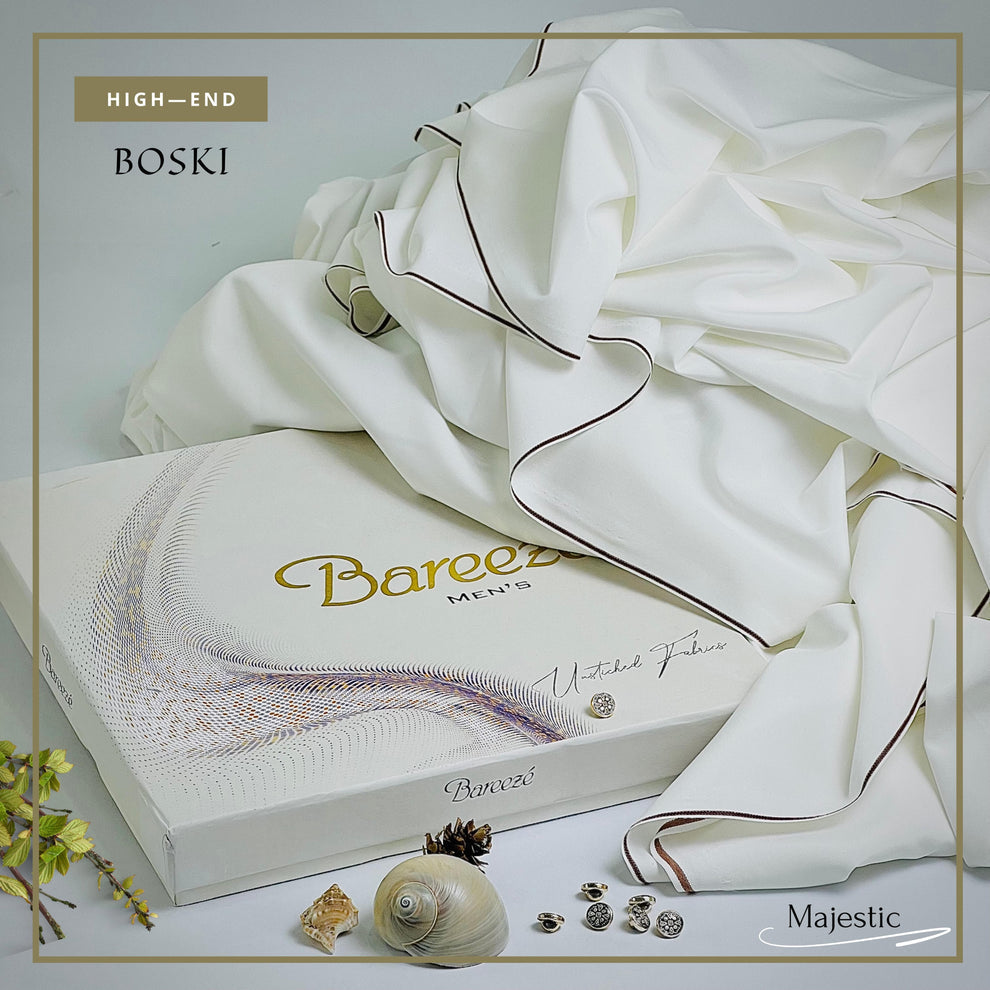 Breeze Men Microfiber Boski - Rich White Unstitched Suit