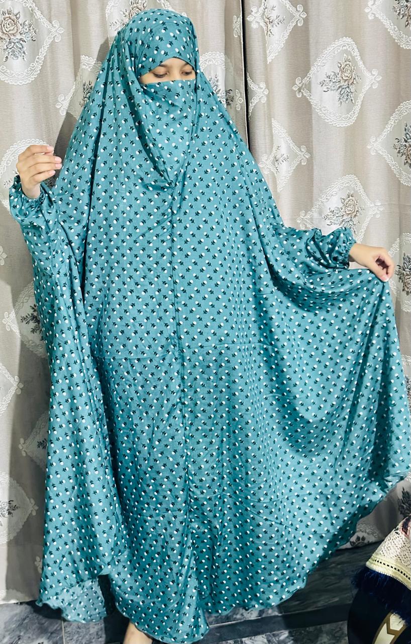 Printed Namaz Chaddar With Sleeves And Niqab (Stitched)