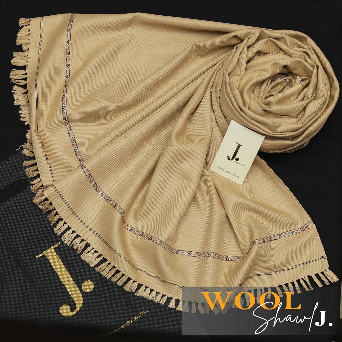 J. MEN LIGHT BROWN PREMIUM SHAWL