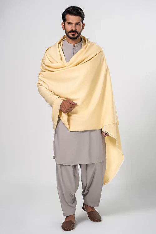 J. Men's Winter Wool Shawl - Cream