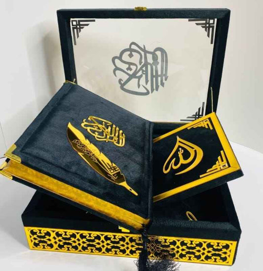 IMPORTED MIROR BOX BLACK  QURAN SET