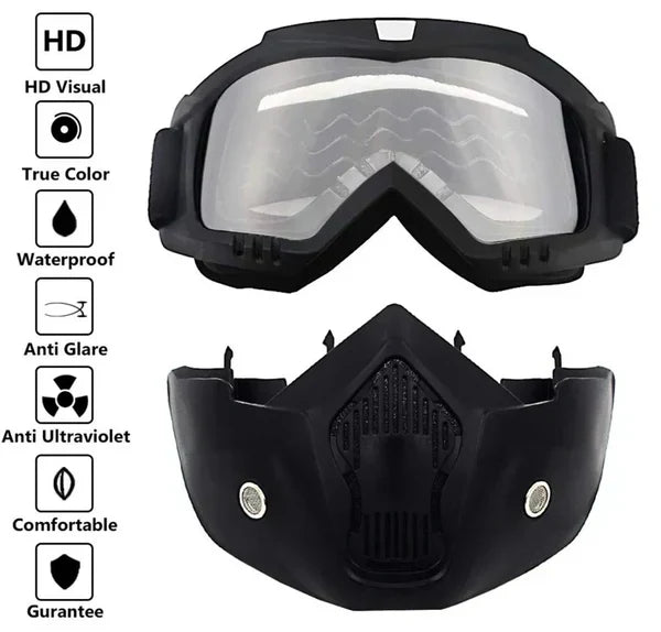 🏍️ Ultimate Biker Face Mask with Built-in Goggles 😎 | Stay Safe from Dust, Wind & Smog 💨